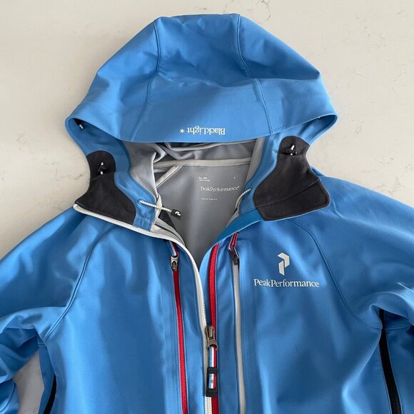 Peak Performance Windstopper Soft Shell Blacklight Hooded Fitted Jacket Blue S - Picture 2 of 16